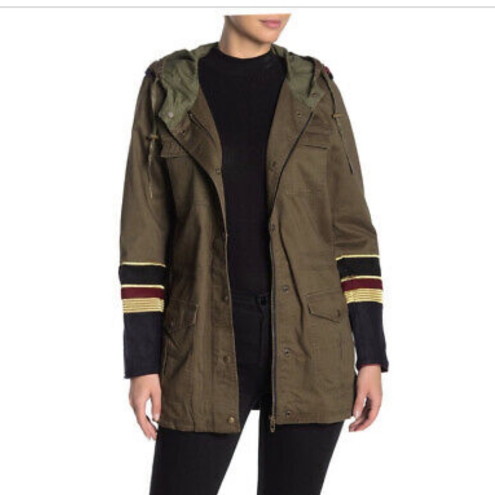 NWT Blanknyc denim military contrast cuff jacket